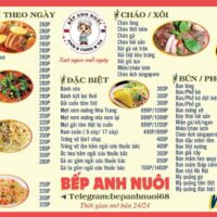 A Menu đồ ăn bếp
