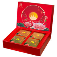 HỘP 4 BÁNH TRUNG THU KINH ĐÔ TRĂNG VÀNG HỒNG NGỌC AN THỊNH ĐỎ 640GR